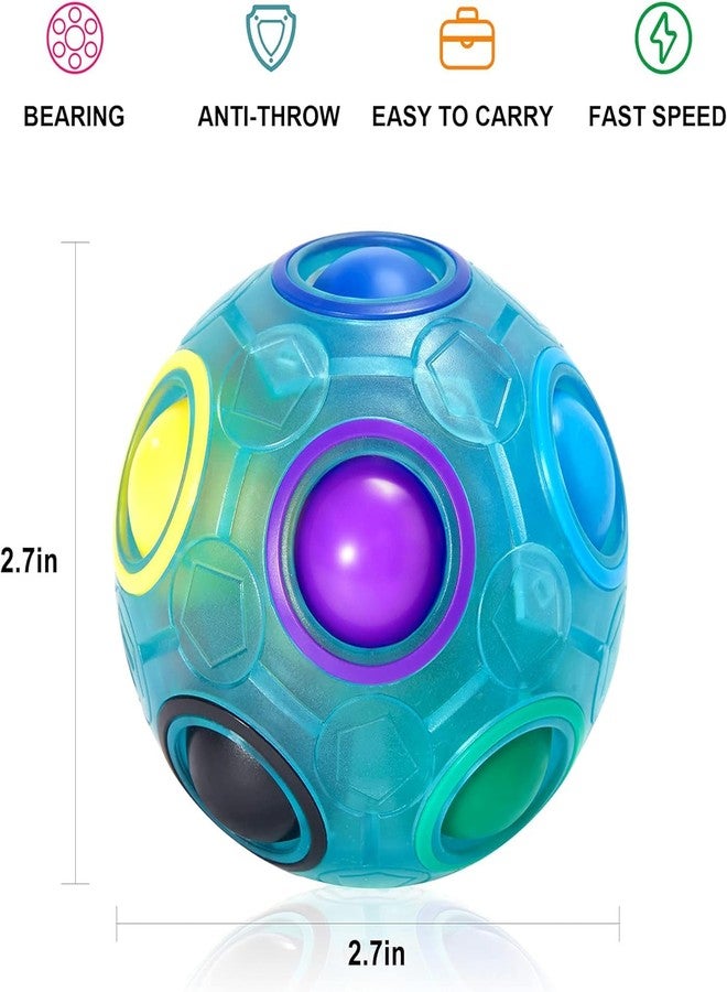 ANAB GI Magic Rainbow Puzzle Ball- Fidget Ball Puzzle Game- Brain Teaser Toy for Boys & Girls Age 3 and Up- Birthday Party Christmas Easter Gift Stocking Stuffers Toy for Kids Teens Adults (Blue) - Image 2